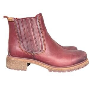 Pikolinos Aspe Chunky Ankle Boots Brandy Garnet Leather Interior Zip Size 38